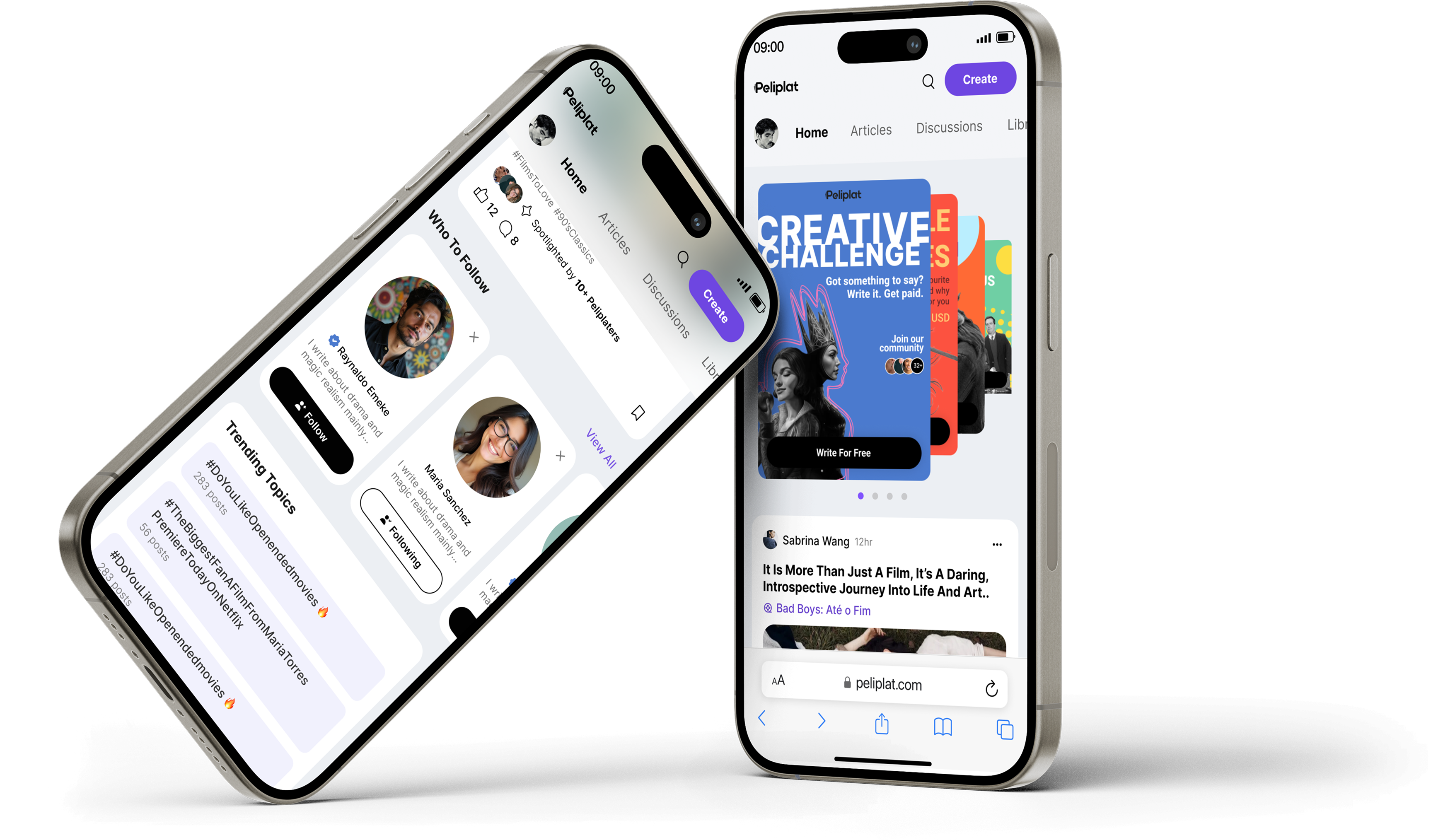 Peliplat phone mockups