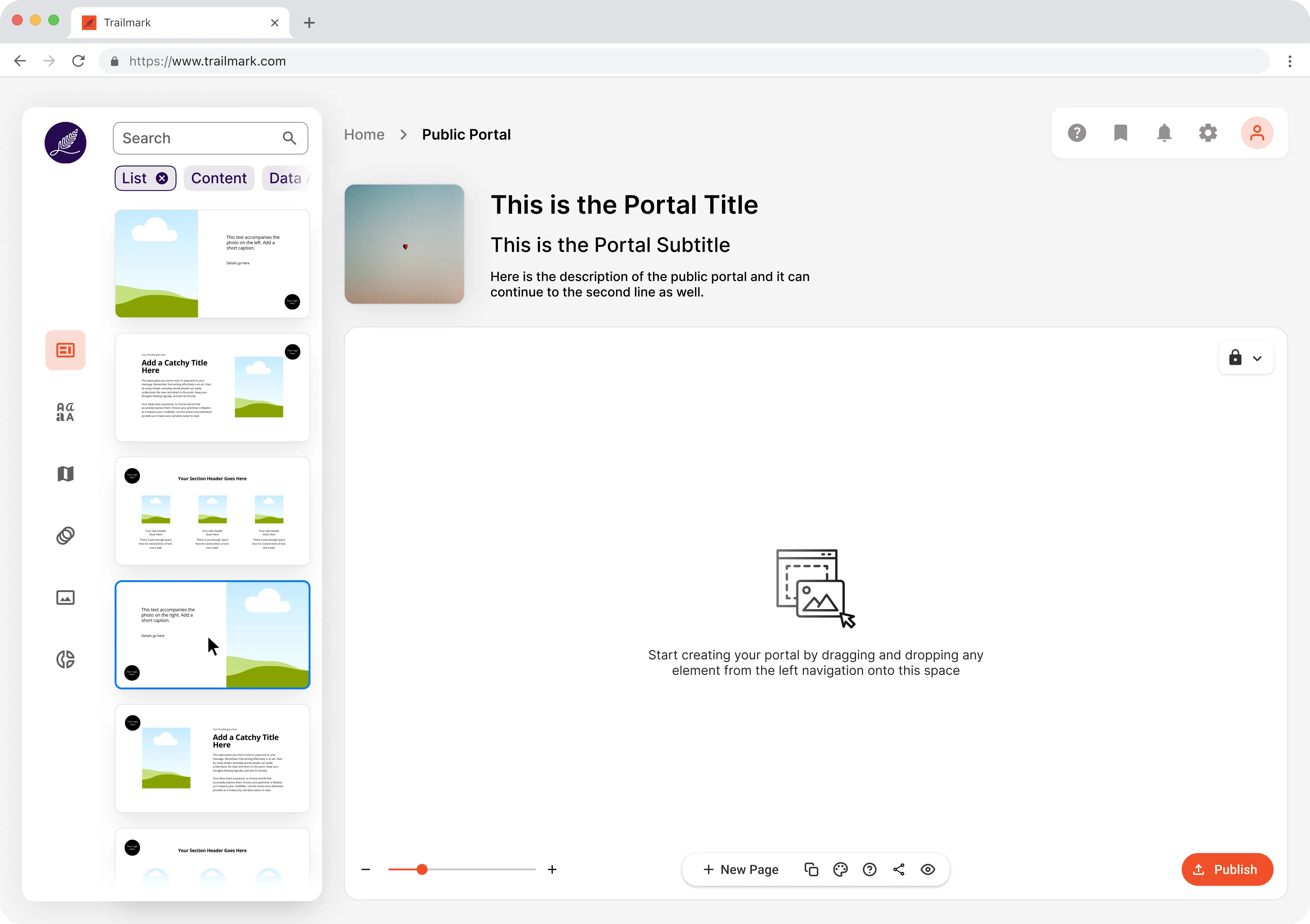 Trailmark portal layout flow